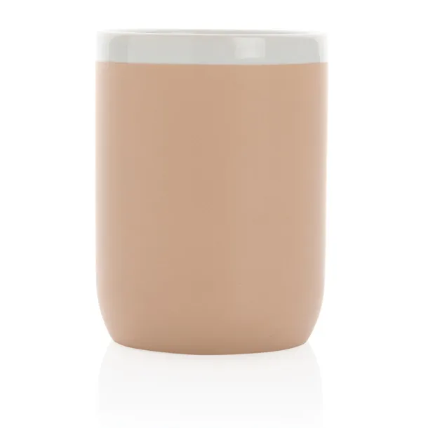  Keramička šalica s bijelim rubom, 300 ml - XD Collection brown, white Bijela