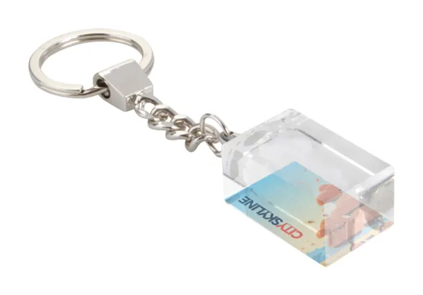 Glass keyring Transparent Silver