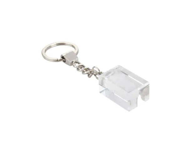 Glass keyring Transparent Silver