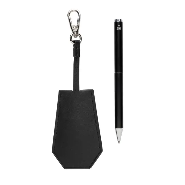 SP Tula RCS certified recycled PU key holder and pen set - Swiss Peak Black 
