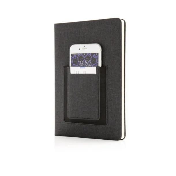  Deluxe A5 Notebook with phone pocket - XD Collection Black 