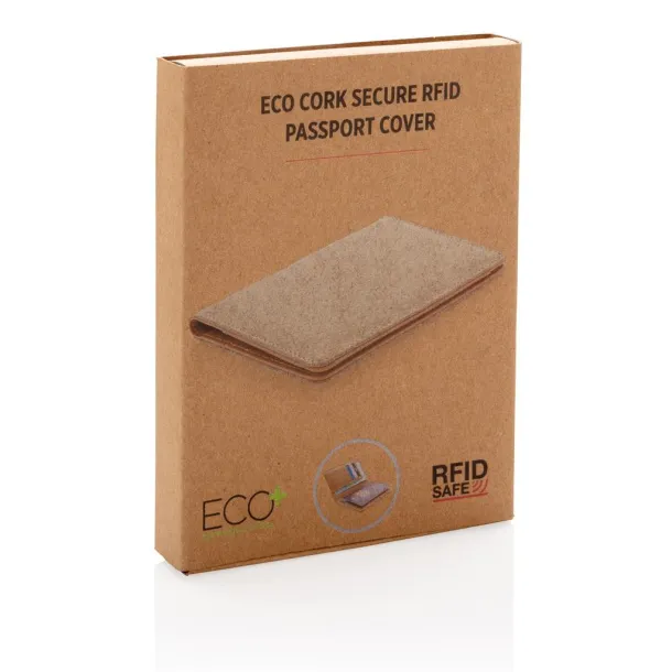  ECO Cork secure RFID passport cover - XD Collection Brown 