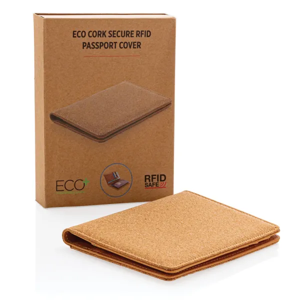  ECO Cork secure RFID passport cover - XD Collection Brown 