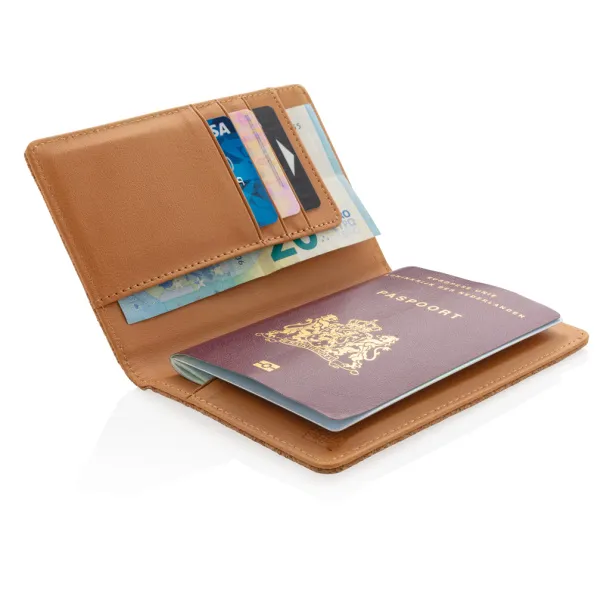  ECO Cork secure RFID passport cover - XD Collection Brown 