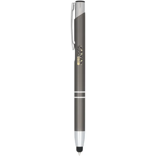 Moneta anodized aluminium click stylus ballpoint pen Silver Grey