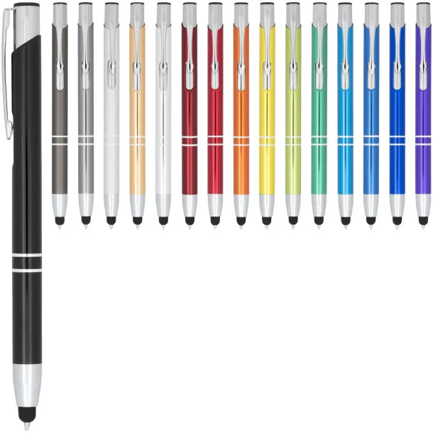 Moneta anodized aluminium click stylus ballpoint pen Silver Grey