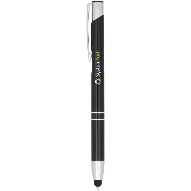 Moneta anodized aluminium click stylus ballpoint pen Solid black