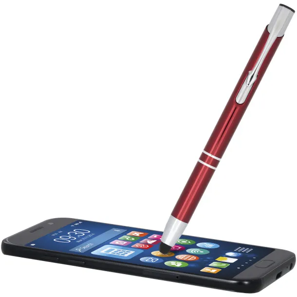 Moneta anodized aluminium click stylus ballpoint pen Dark red