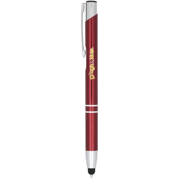 Moneta anodized aluminium click stylus ballpoint pen Dark red