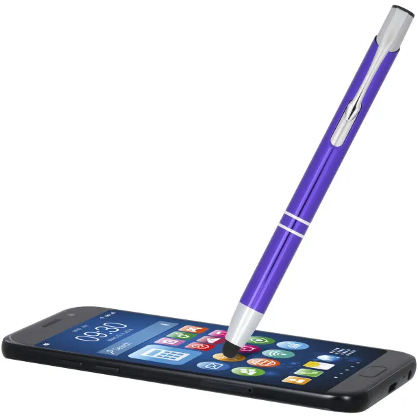 Moneta anodized aluminium click stylus ballpoint pen Purple