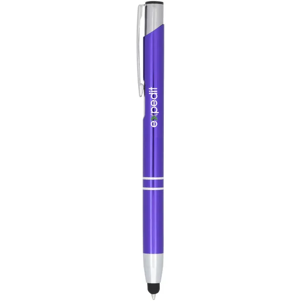 Moneta anodized aluminium click stylus ballpoint pen Purple