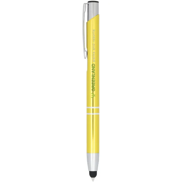 Moneta anodized aluminium click stylus ballpoint pen - Unbranded Yellow