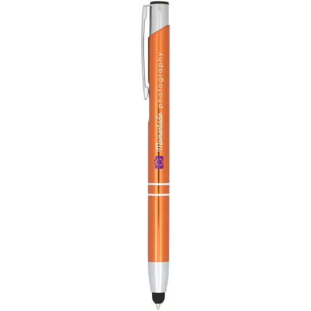 Moneta anodized aluminium click stylus ballpoint pen Orange