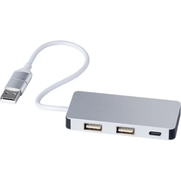  USB i USB tip C hub Srebrna