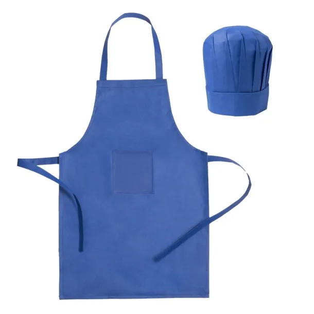  Cook set, kitchen apron with cook cap, children size blue