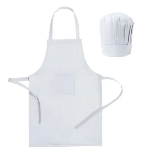  Cook set, kitchen apron with cook cap, children size Bijela