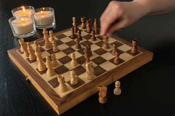  Luxury wooden foldable chess set Brown