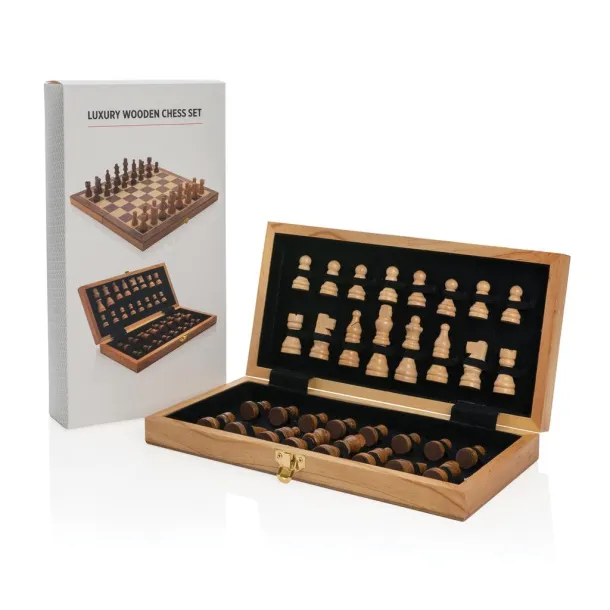  Luxury wooden foldable chess set Brown
