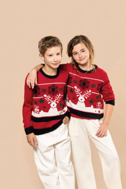  KIDS’ CREW NECK CHRISTMAS JUMPER - Kariban Cherry Red