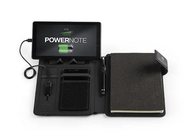 POWER NOTE Notes s prijenosnom baterijom, A5 Siva