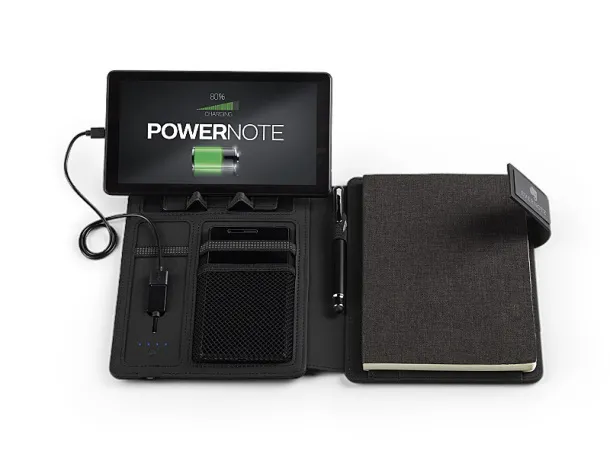 POWER NOTE Notes s prijenosnom baterijom, A5 Siva