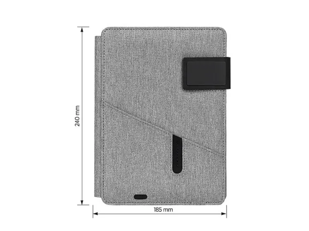 POWER NOTE Notes s prijenosnom baterijom, A5 Siva