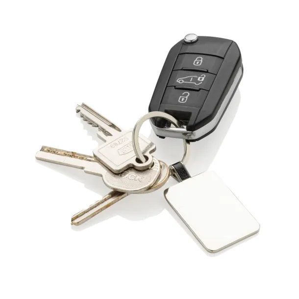  RCS recycled zinc alloy rectangle keyring - XD Collection Silver 