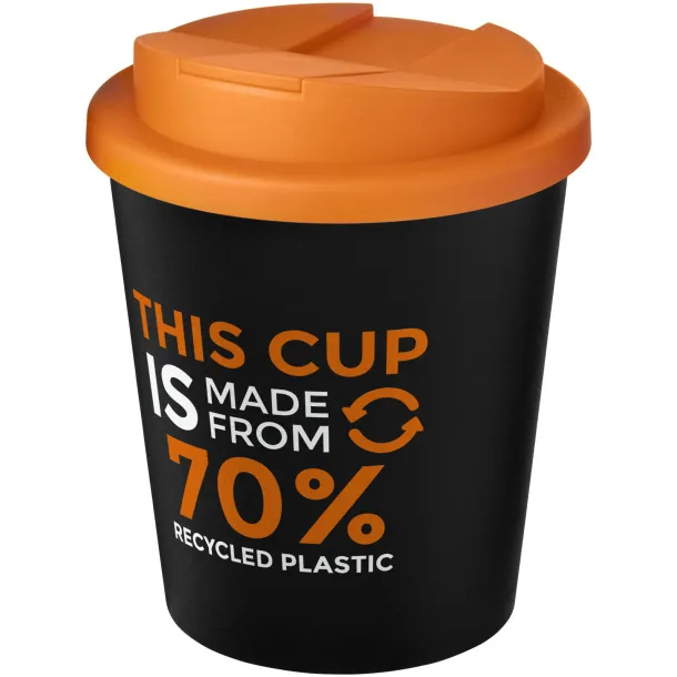 Americano® Espresso Eco 250 ml recycled tumbler with spill-proof lid Solid black Orange