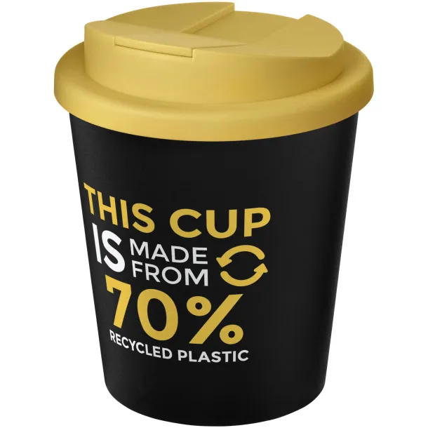 Americano® Espresso Eco 250 ml recycled tumbler with spill-proof lid Solid black Yellow