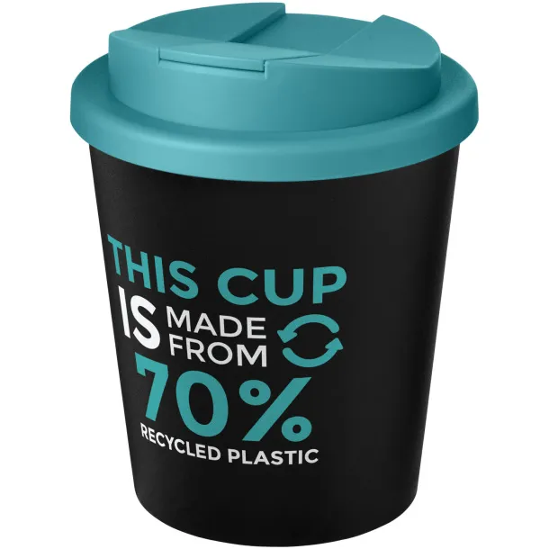 Americano® Espresso Eco 250 ml recycled tumbler with spill-proof lid Solid black Aqua blue