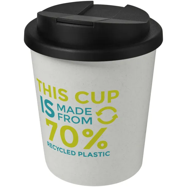 Americano® Espresso Eco 250 ml recycled tumbler with spill-proof lid - Unbranded White Solid black