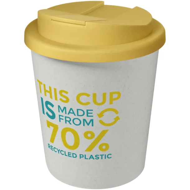 Americano® Espresso Eco 250 ml recycled tumbler with spill-proof lid - Unbranded White Yellow