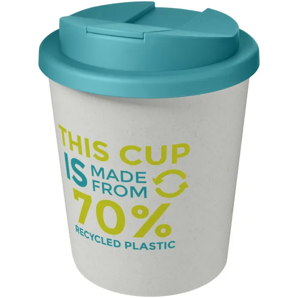 Americano® Espresso Eco 250 ml recycled tumbler with spill-proof lid - Unbranded White Aqua blue