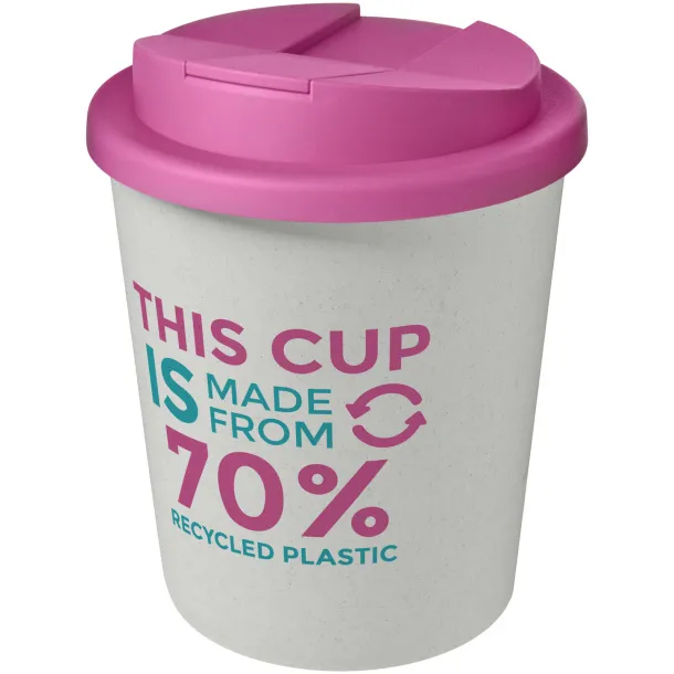 Americano® Espresso Eco 250 ml recycled tumbler with spill-proof lid - Unbranded White Magenta