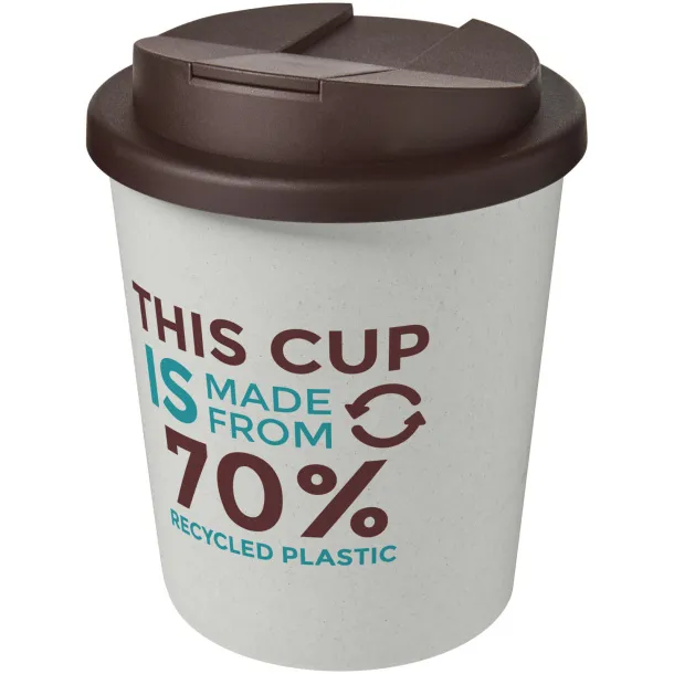 Americano® Espresso Eco 250 ml recycled tumbler with spill-proof lid - Unbranded White Brown