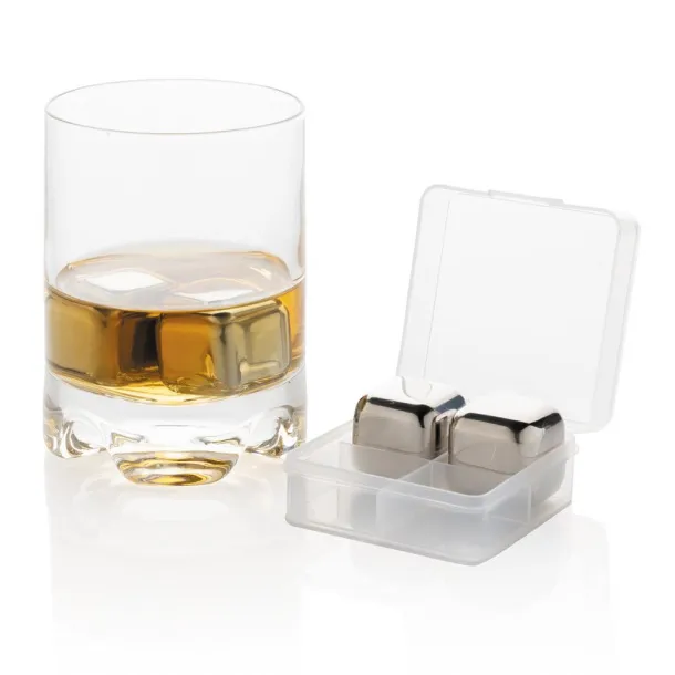  Reusable stainless steel ice cubes 4pc - XD Collection Silver 