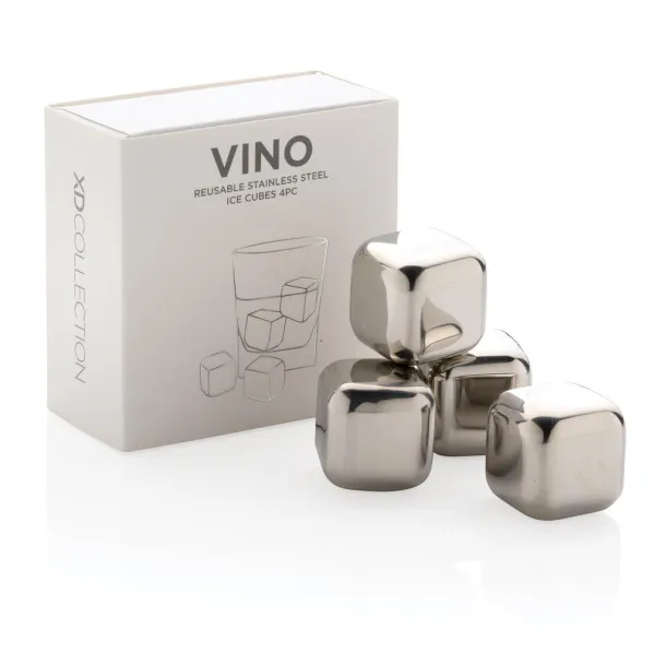  Reusable stainless steel ice cubes 4pc - XD Collection Silver 