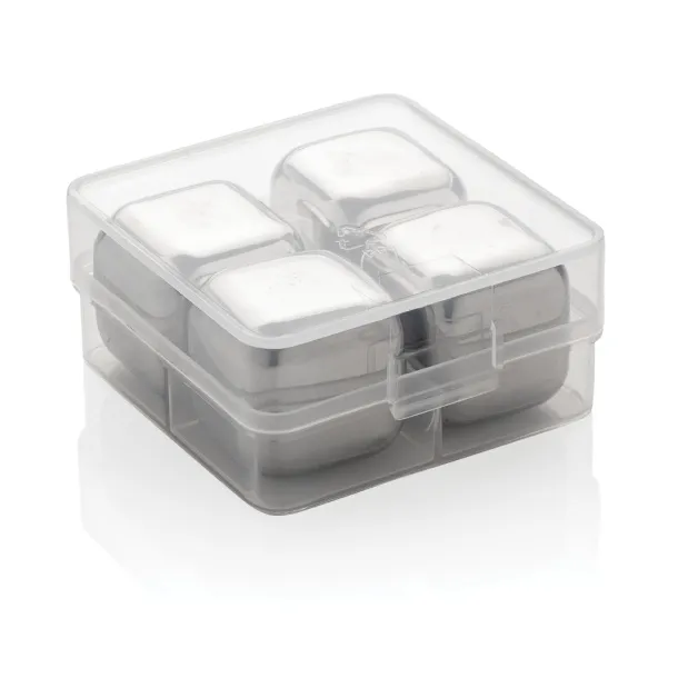  Reusable stainless steel ice cubes 4pc - XD Collection Silver 