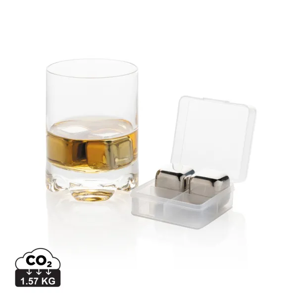  Reusable stainless steel ice cubes 4pc - XD Collection Silver 