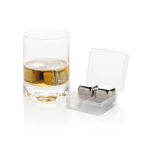  Reusable stainless steel ice cubes 4pc - XD Collection Silver 