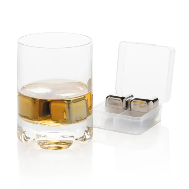  Reusable stainless steel ice cubes 4pc - XD Collection Silver 