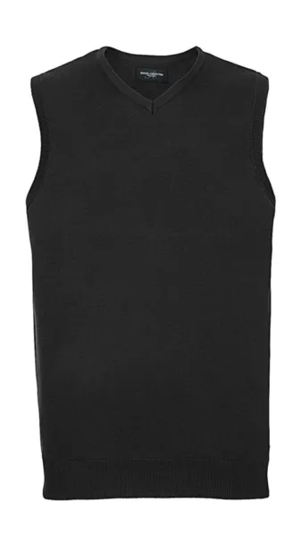  Adults' V-Neck Sleeveless Knitted Pullover - Russell Collection Charcoal Marl