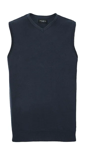  Adults' V-Neck Sleeveless Knitted Pullover - Russell Collection French Navy