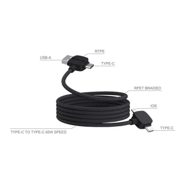  Urban Vitamin Stockton 65W RCS RTPE/RPET magnetic cable - Urban Vitamin Black 