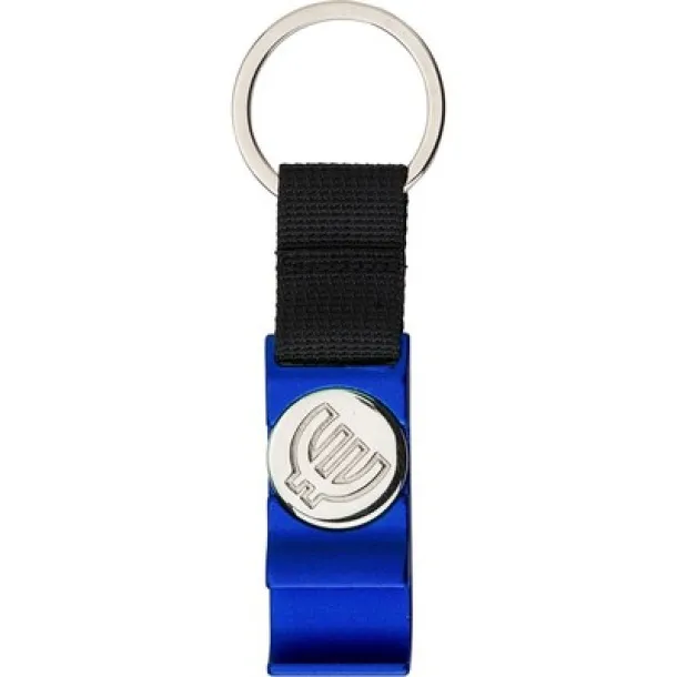  Keyring, bottle opener and shopping cart coin blue