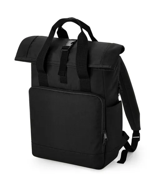  Recycled Twin Handle Roll-Top Laptop Backpack - Bagbase Black