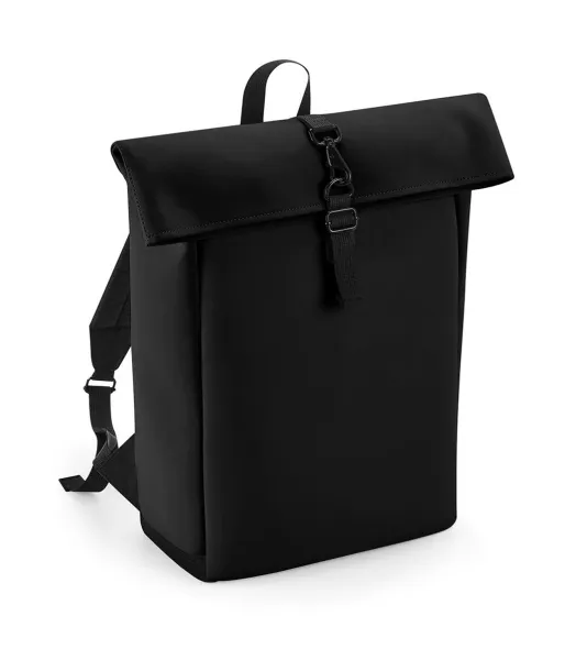  Matte PU Rolltop Backpack - Bagbase Black