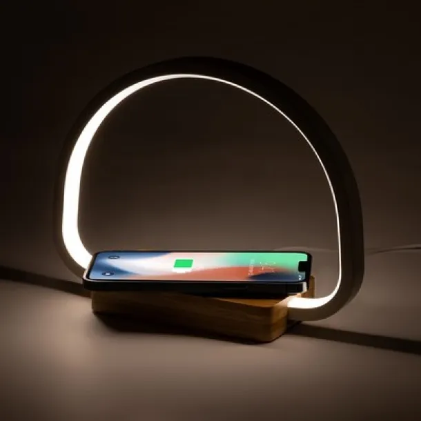  Desk lamp, bamboo wireless charger 10W neutral