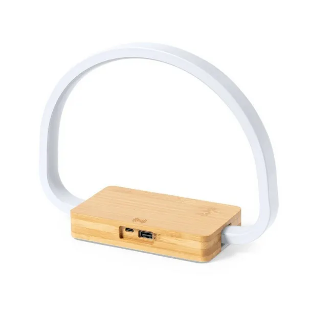  Desk lamp, bamboo wireless charger 10W neutral