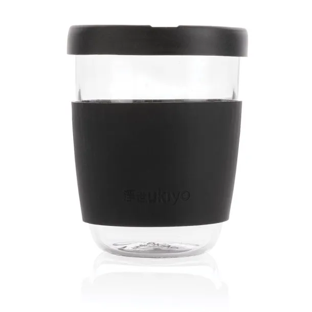  Ukiyo borosilikatna čaša sa silikonskim poklopcem i navlakom, 360 ml - Ukiyo Crna 